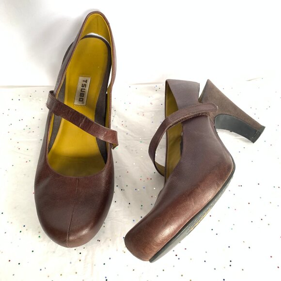 Tsubo Acrea Size 10  Brown Leather Slingback Mary Jane Pumps Comfort - 9.5 39.5 - Picture 11 of 13
